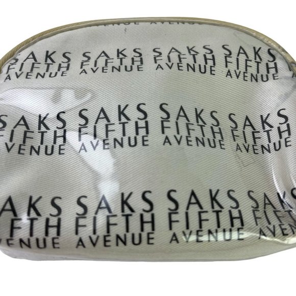 Saks Fifth Avenue Logo Full Zip Coin Purse Plastic Full Zip Cosmetic Bag Tote - Picture 12 of 16